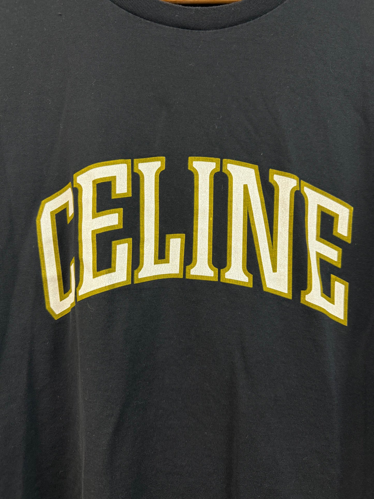 Celine Arc Logo Tee Black Mustard Yellow Used