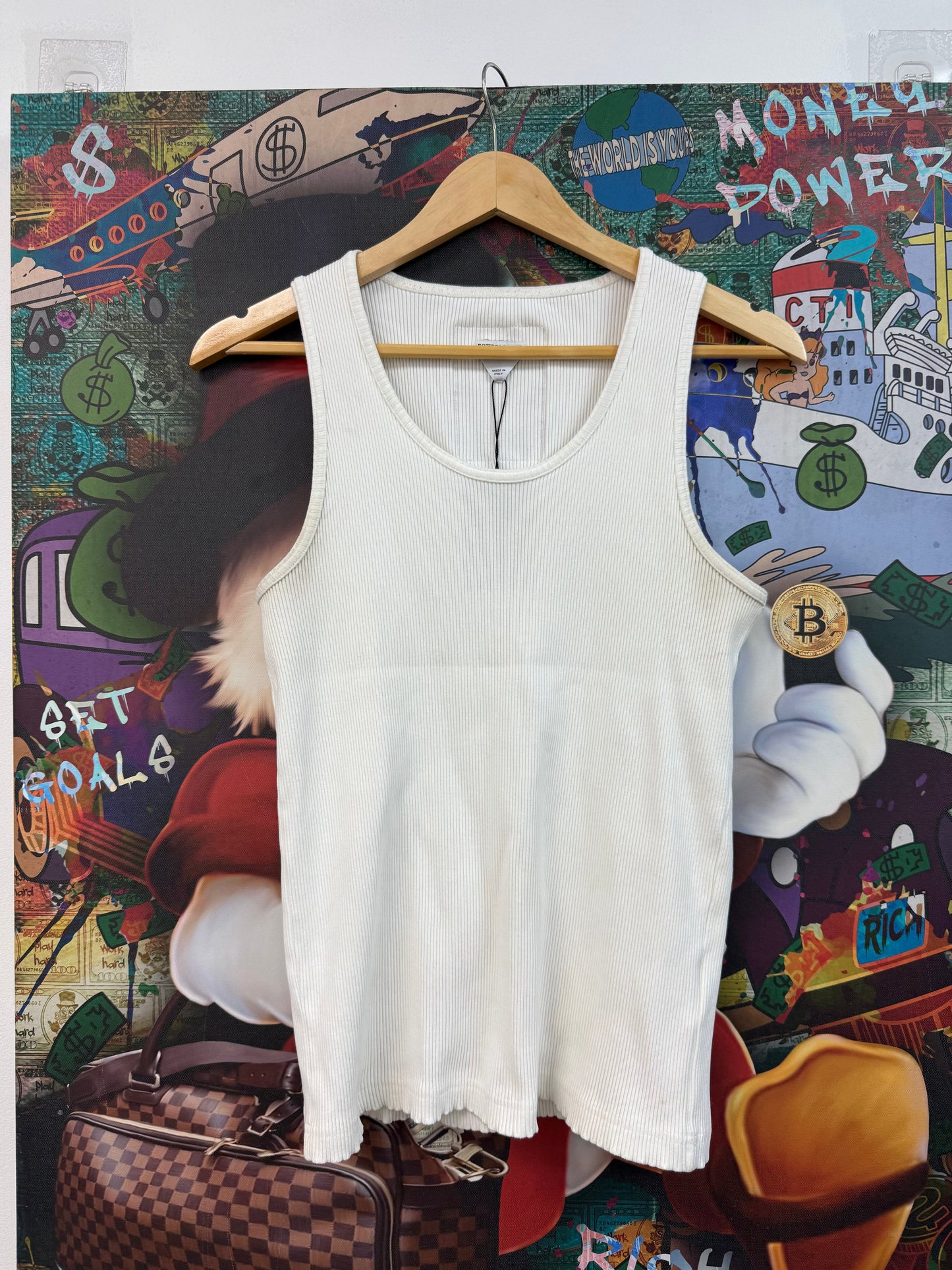 Bottega Veneta White Logo Tank Top