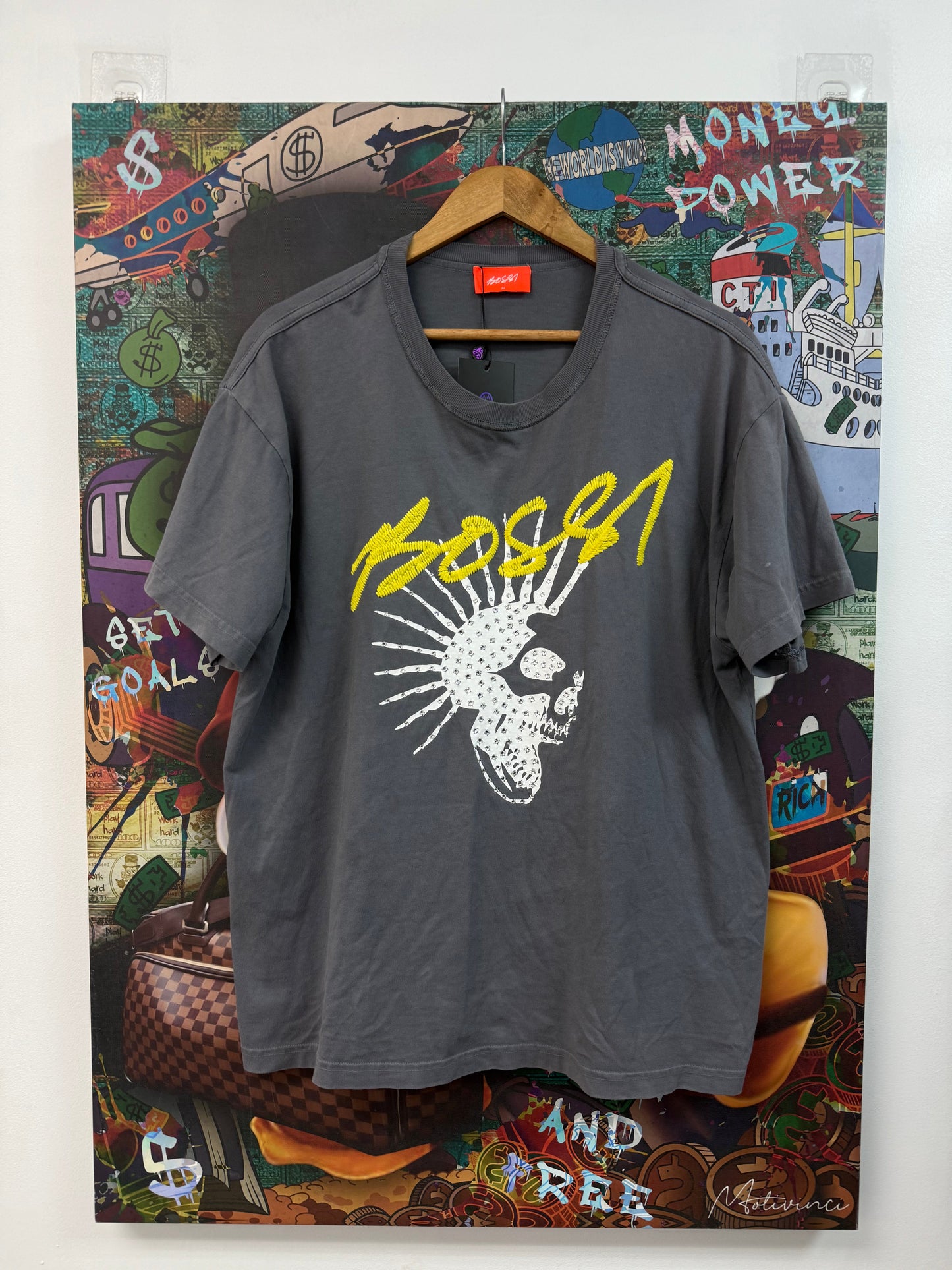 Bossi Studded Grey Yellow Tee