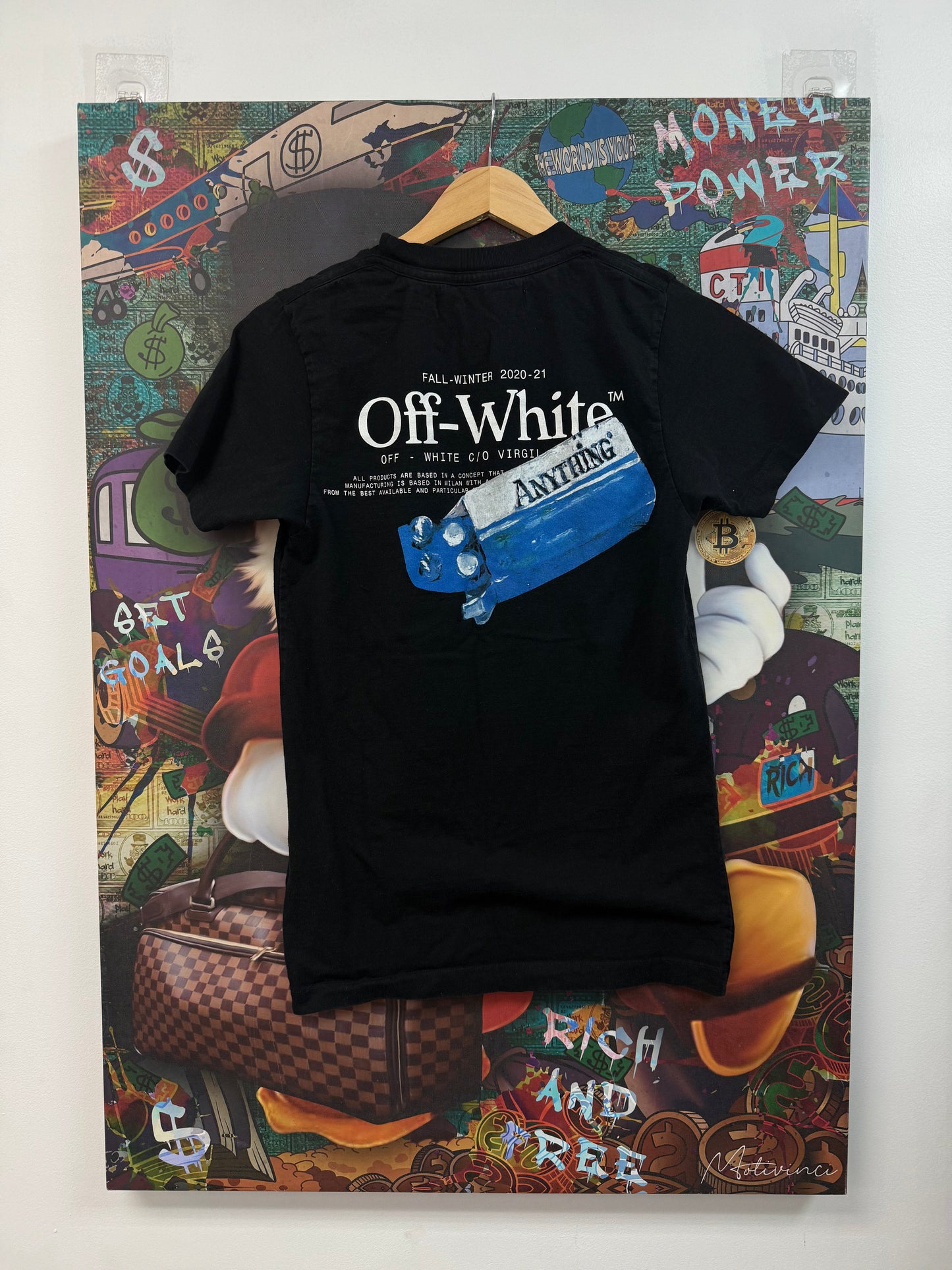 Off White Black Water Bottle Caution Tee