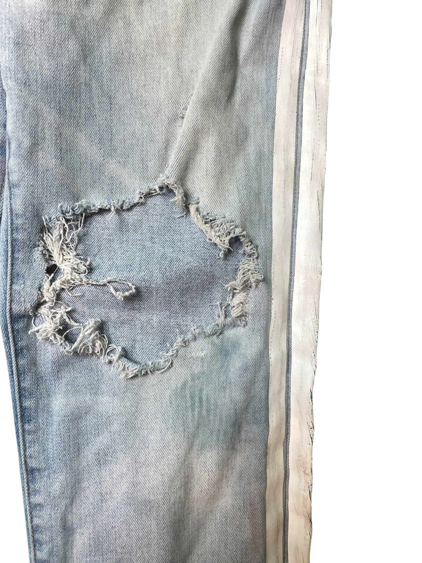 Amiri Thrasher White Stripe Light Wash Jeans