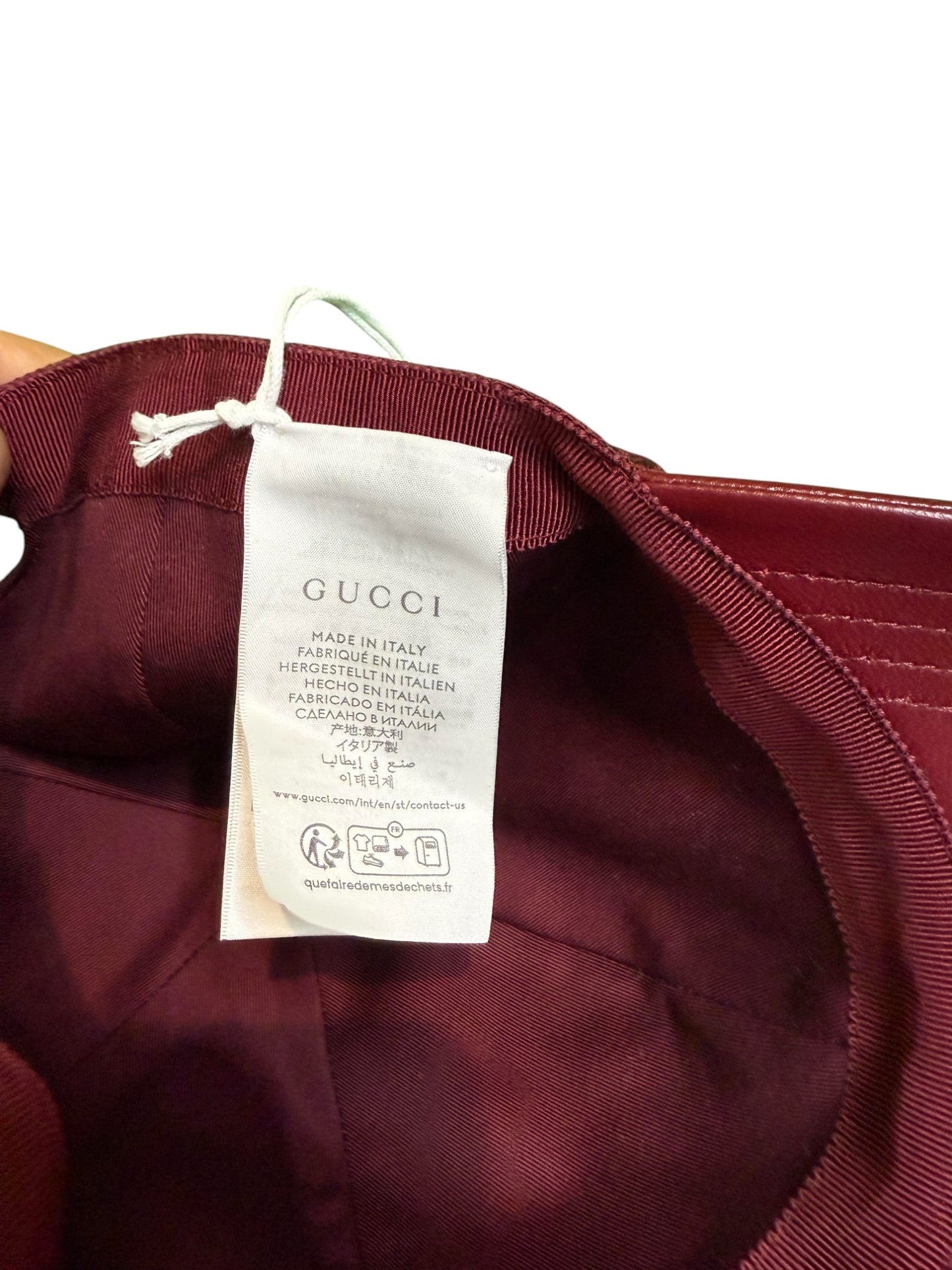 Gucci Leather Brim Maroon Mono Cap