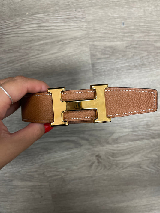 Hermes Gold Brown Black Reversible Belt