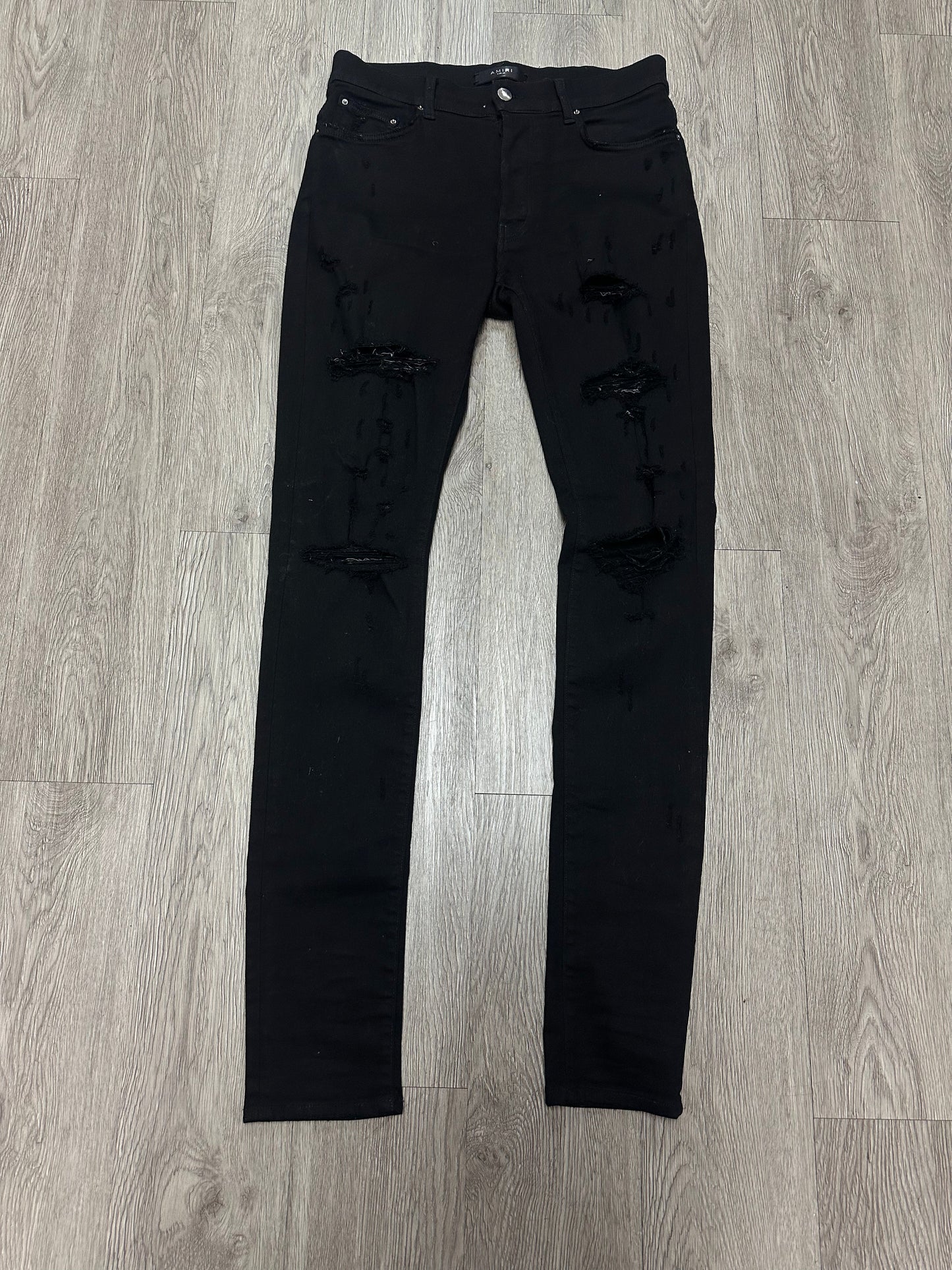 Amiri Plain Thrasher Black Ripped Jeans