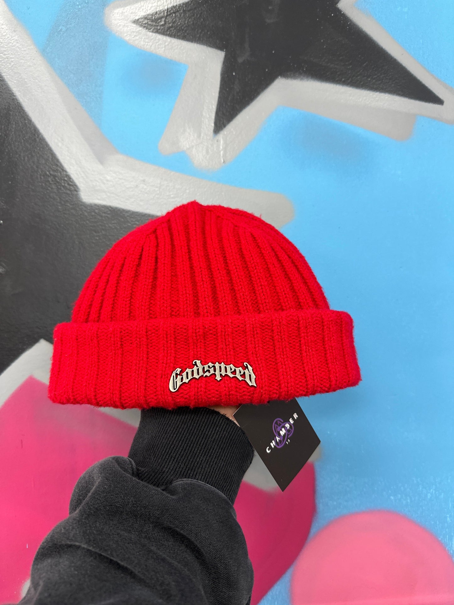 Godspeed Beanie Red Metal Tab  Used Os