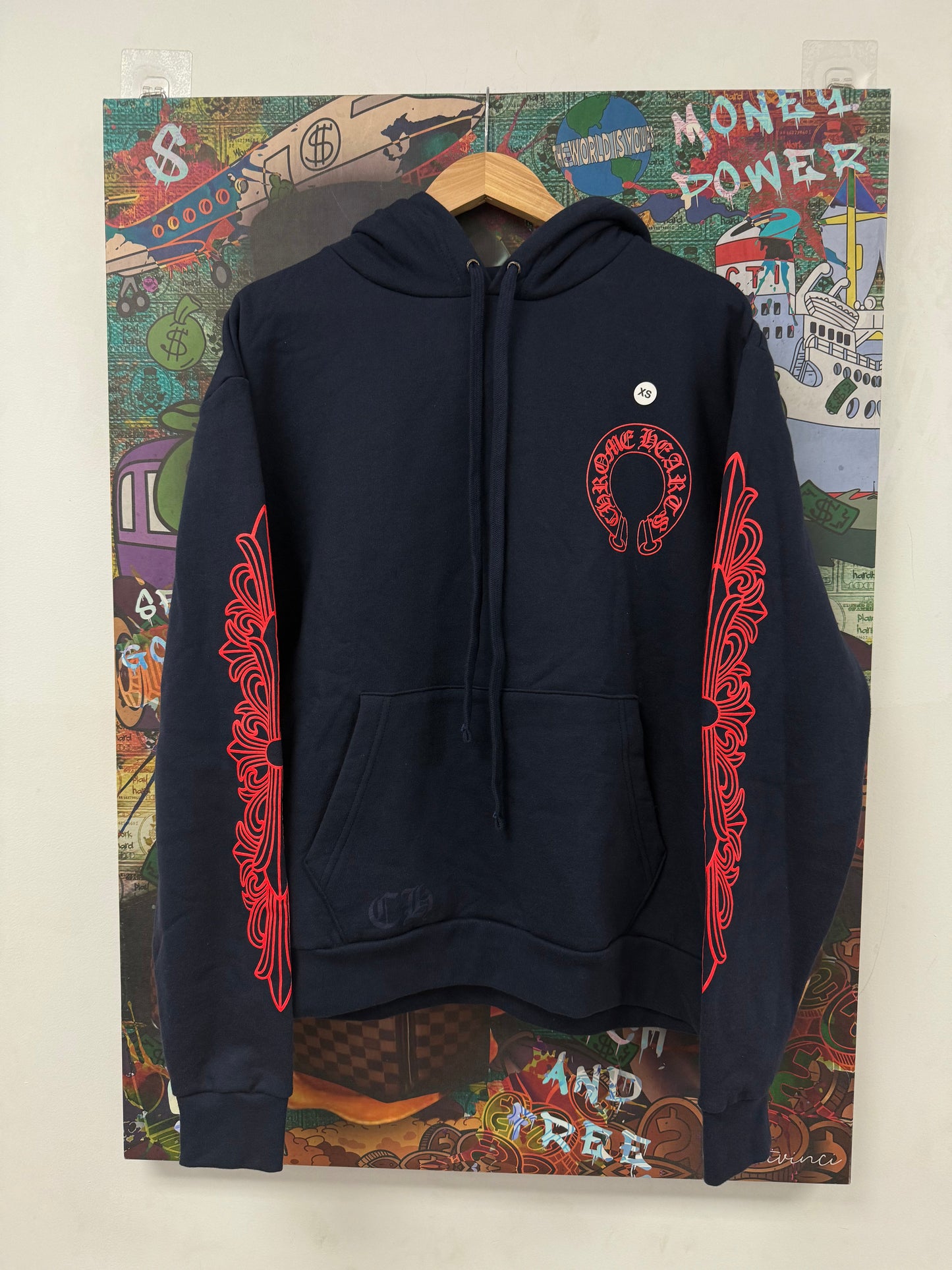 Chrome Hearts Floral Horseshoe Hoodie Navy Red New Small