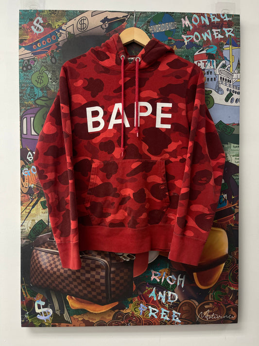 Bape Red Camo Pullover Hoodie  Used