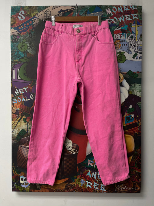 Chanel Pink Womens Pocket Sitched Logo (38) Jeans