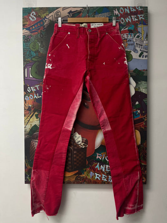 Gallery Dept Red Flare Paint Splatter Jeans