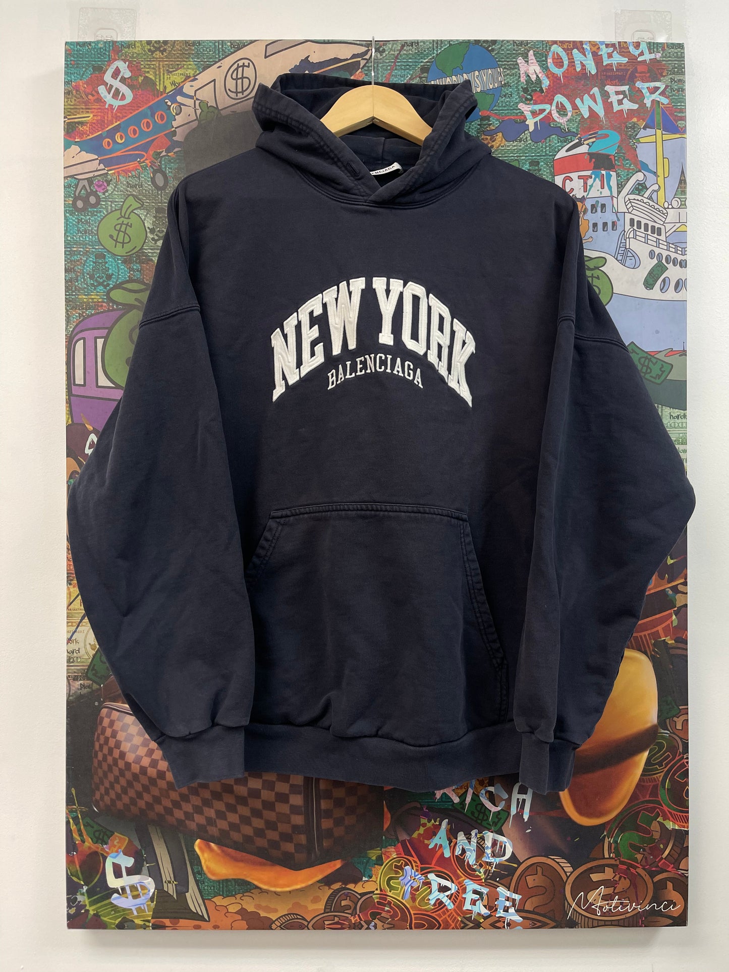 Balenciaga New York Navy Hoodie