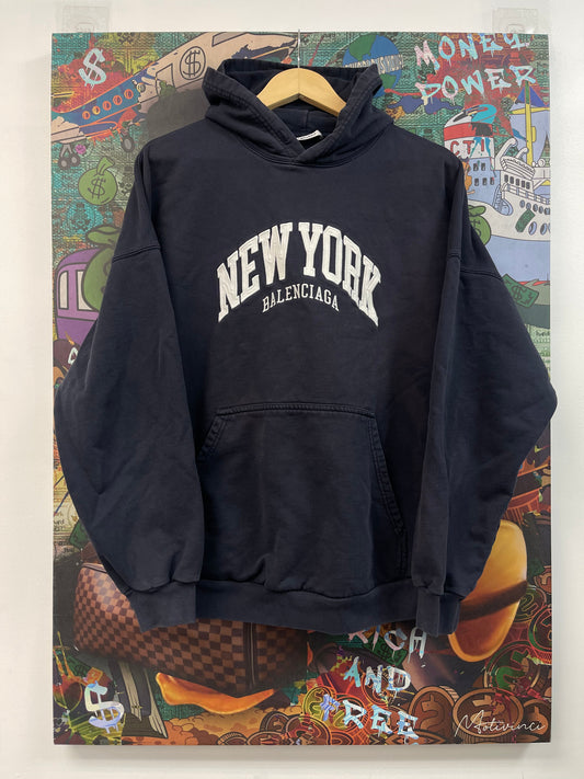 Balenciaga New York Navy Hoodie