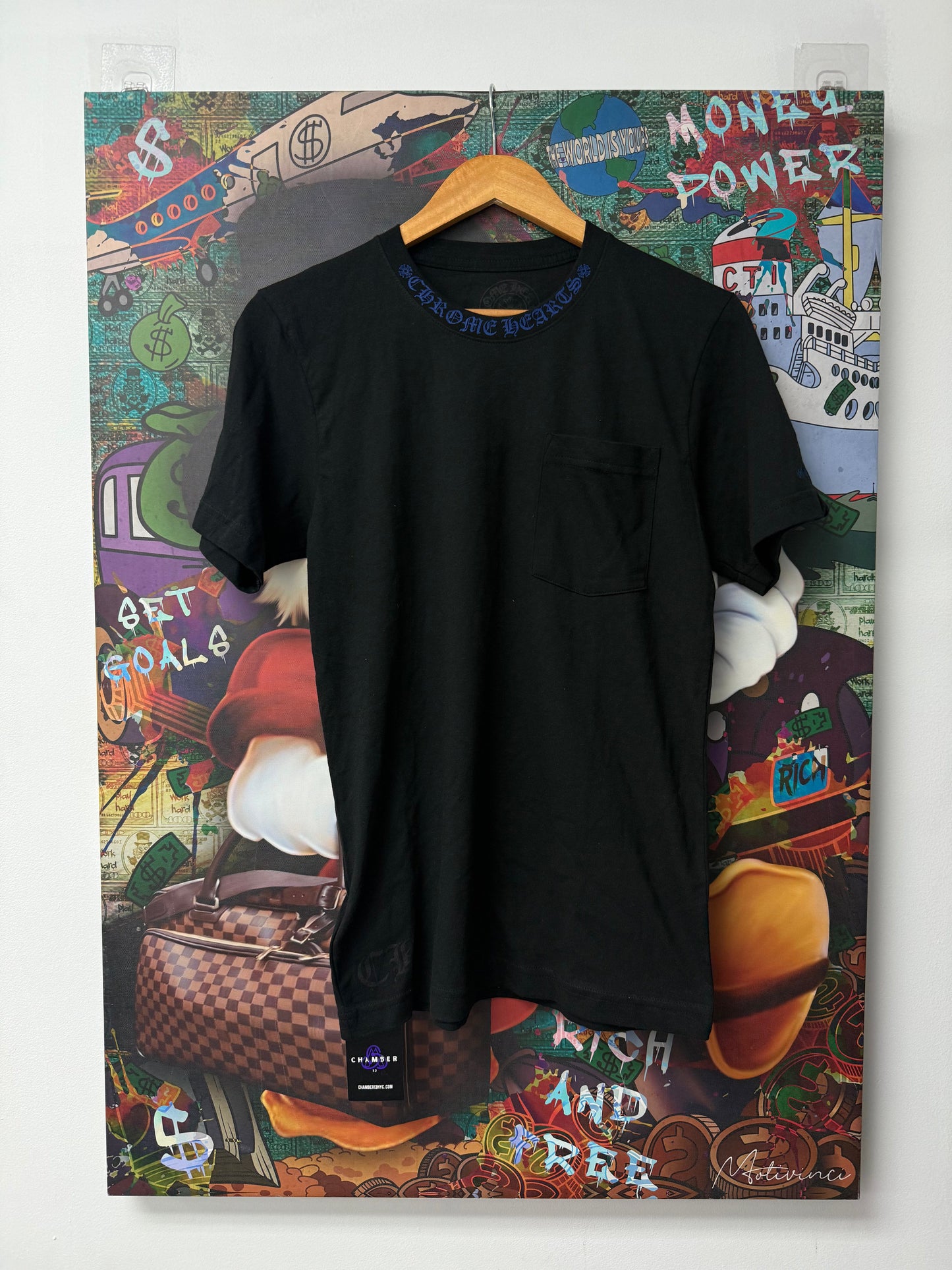 Chrome Hearts Neck Logo Tee Balck Blue  New