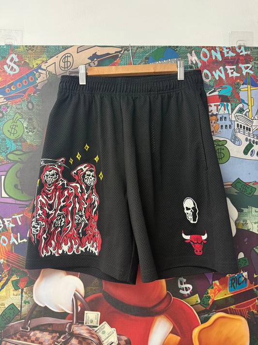 Warren Lotas Black Red Flame Shorts Used