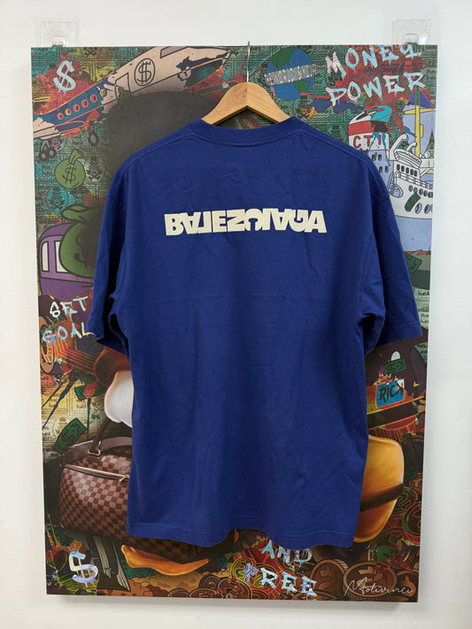 Balenciaga F*cked Up Logo Blue Cream Tee