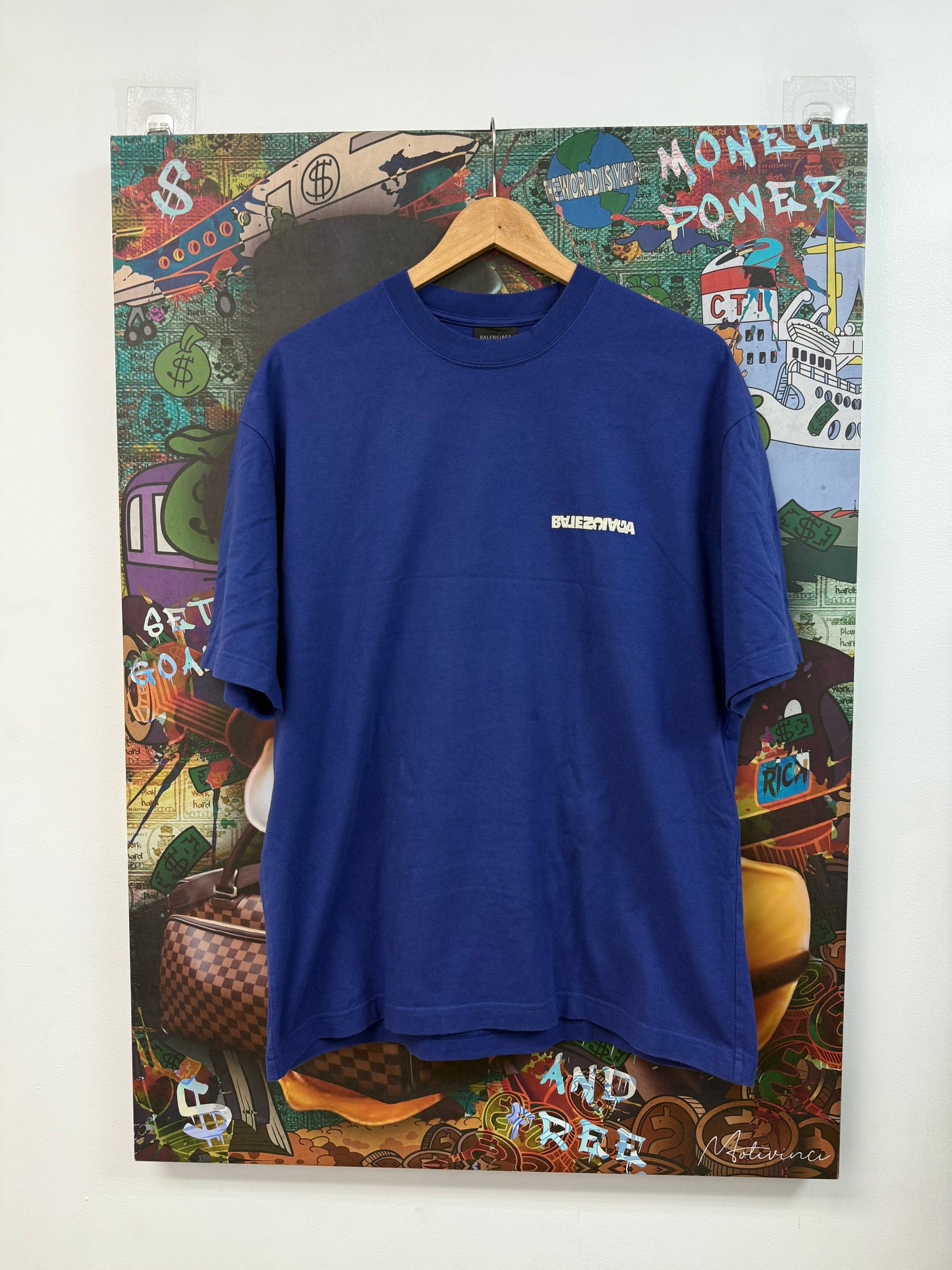Balenciaga F*cked Up Logo Blue Cream Tee