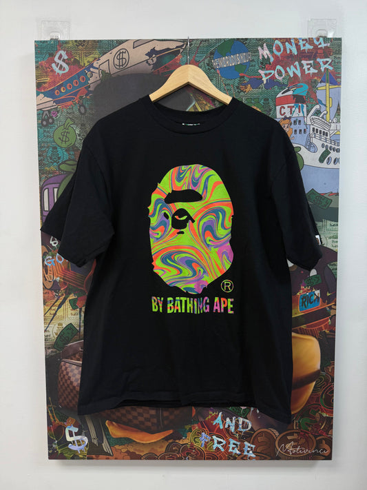 BAPE Black Neon Wavy Logo Tee
