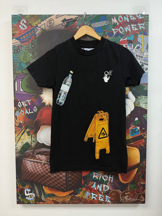 Off White Black Water Bottle Caution Tee