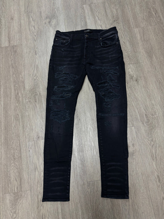 Amiri Black Wash Distressed Jeans