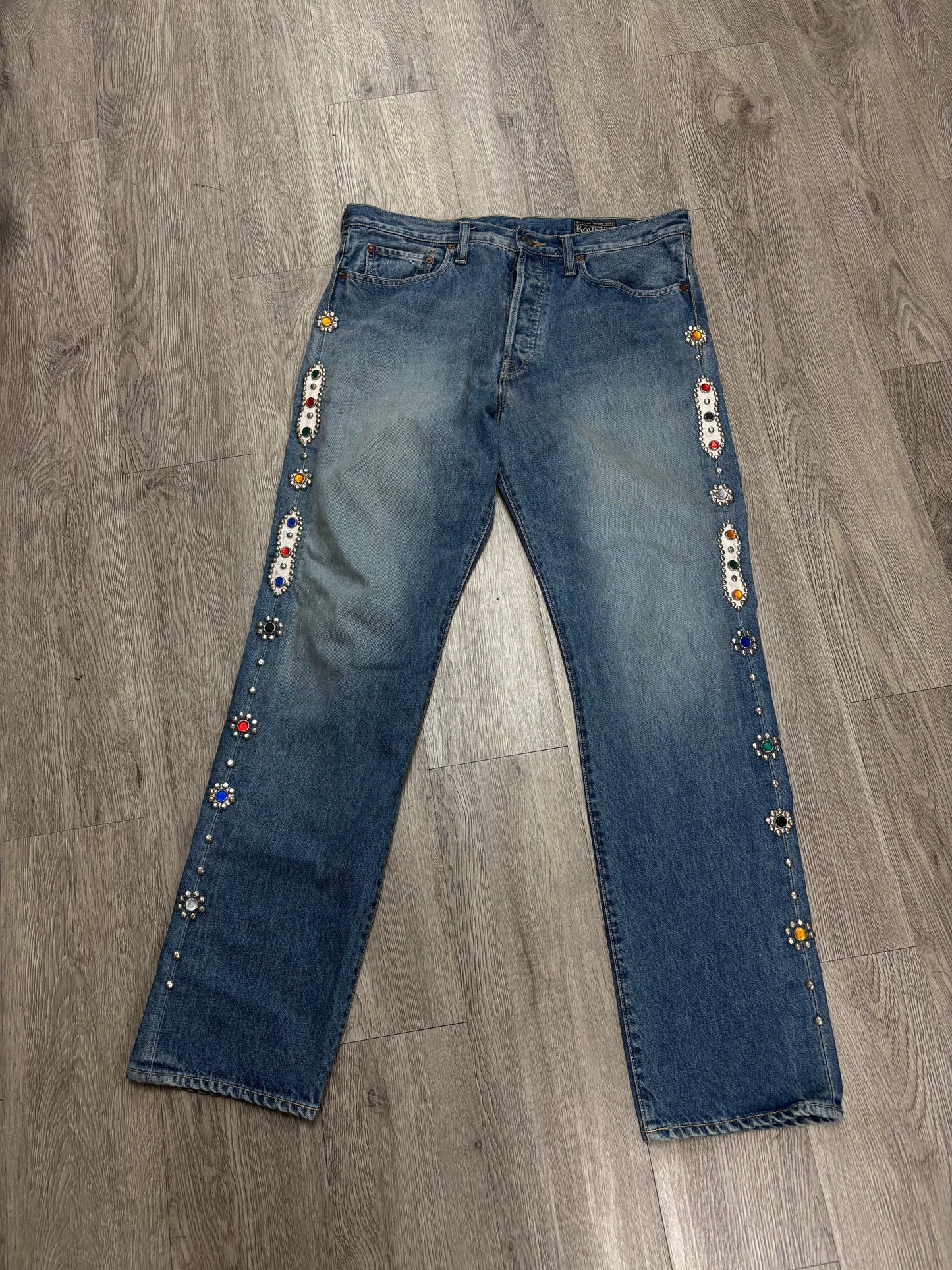 Kapital Gem Studded Light Wash Jeans