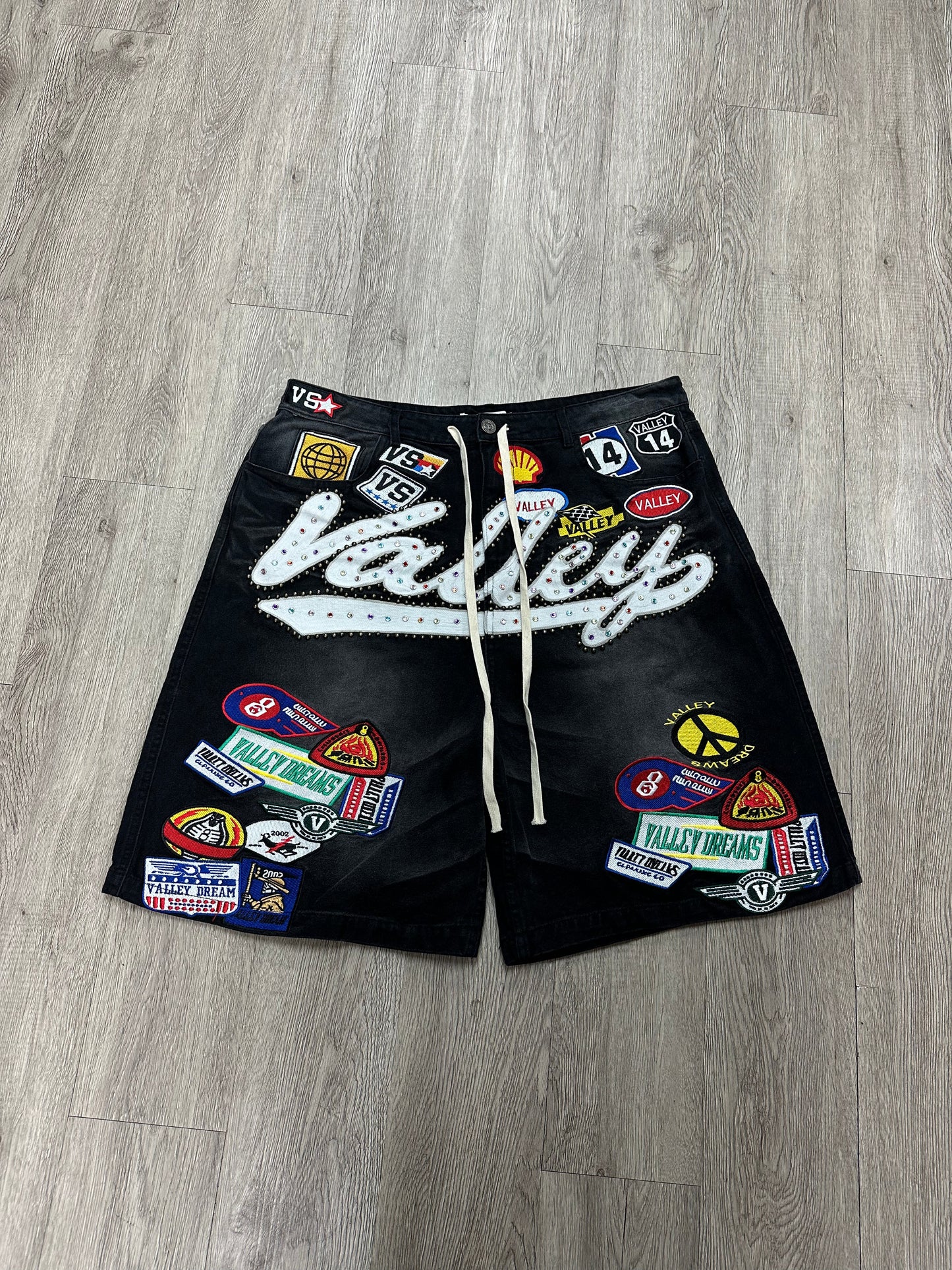 Vale Black Wash 1980's Patchwork Shorts
