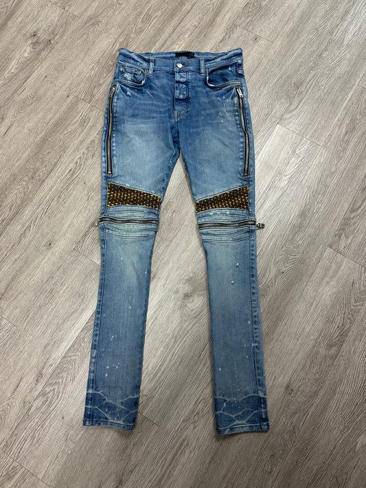 Amiri Light Wash MX2 Yellow Plaid Jeans