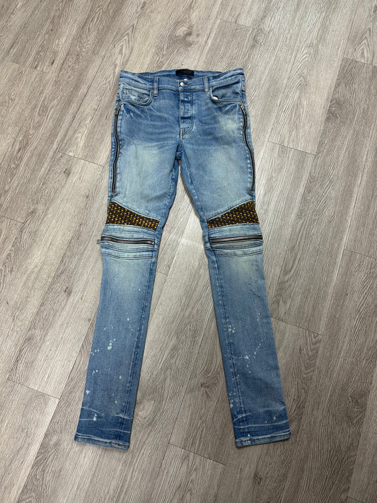 Amiri MX2 Light Wash Bee Patch Jeans