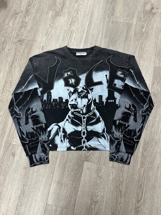 Vale Black Monochrome Dog Thermal Longsleeve Tee