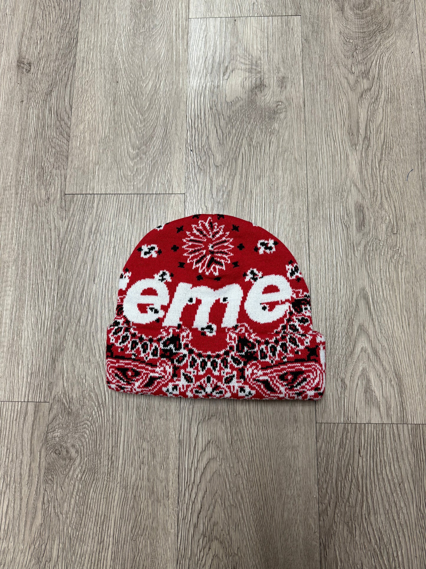 Supreme Red Paisley Beanie New