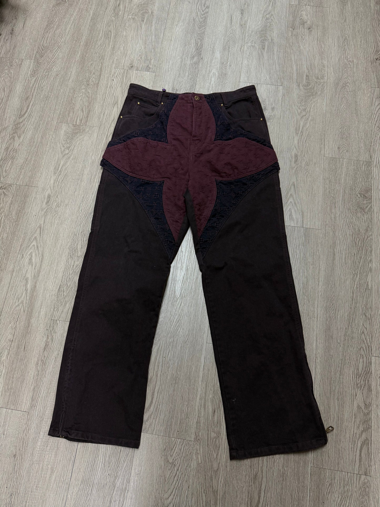 LV Burgundy Floral Monogram Jeans