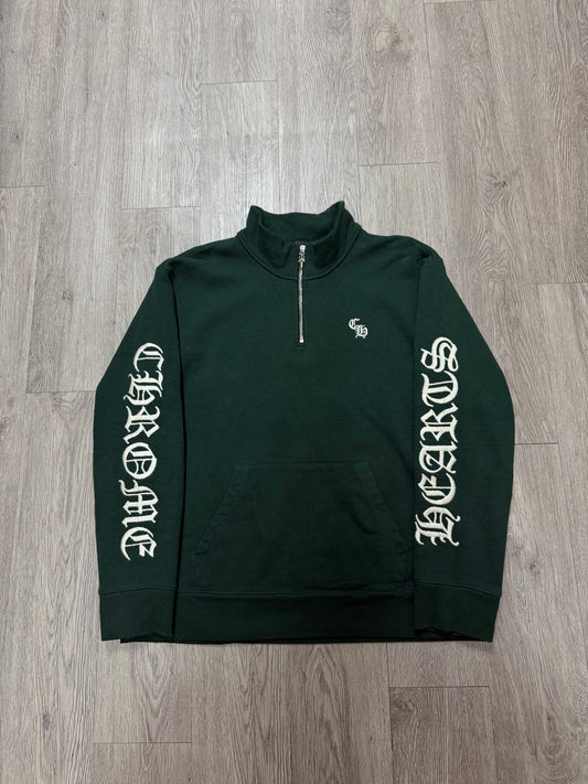 Chrome Hearts Embroidered Quarter Zip Green Cream Slo Ride Used XL