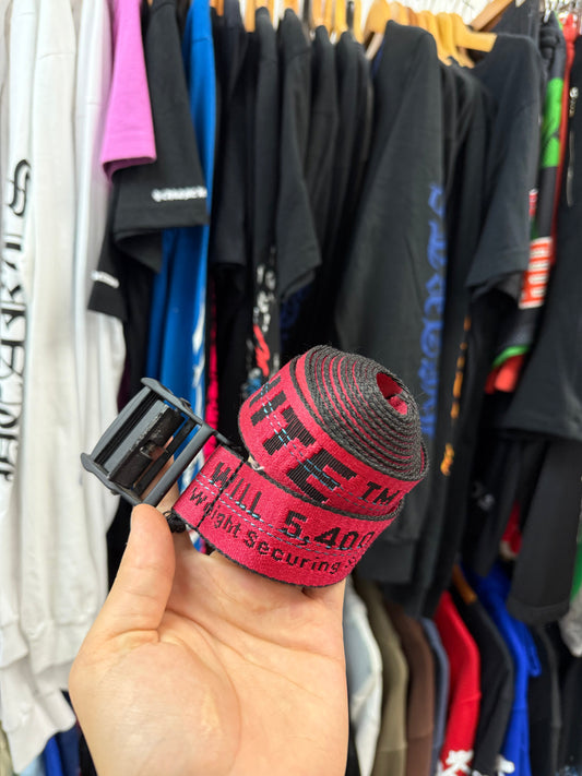 Off-White Red Black Logo Belt