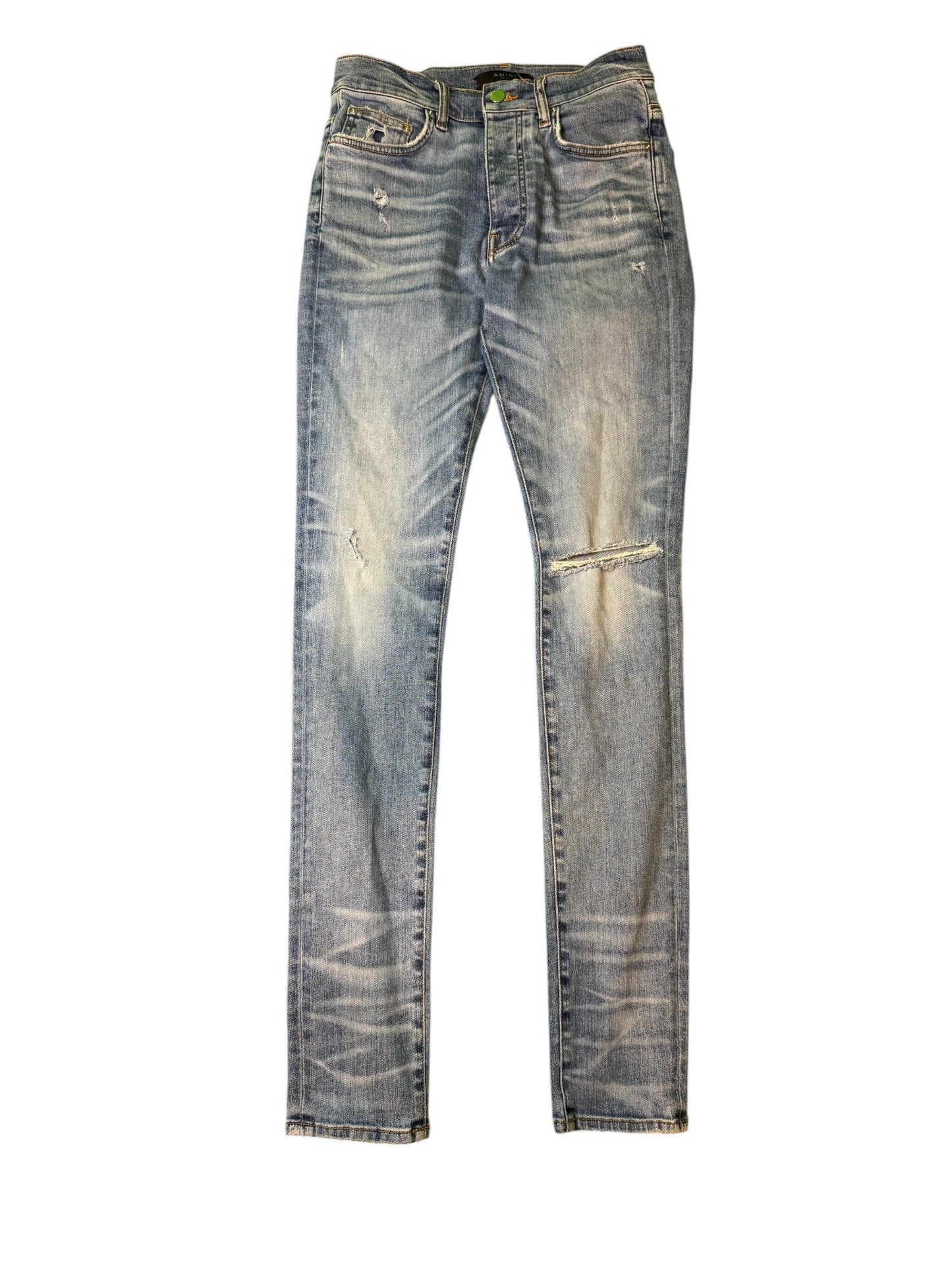 Amiri Knee Rip Light Wash Jeans