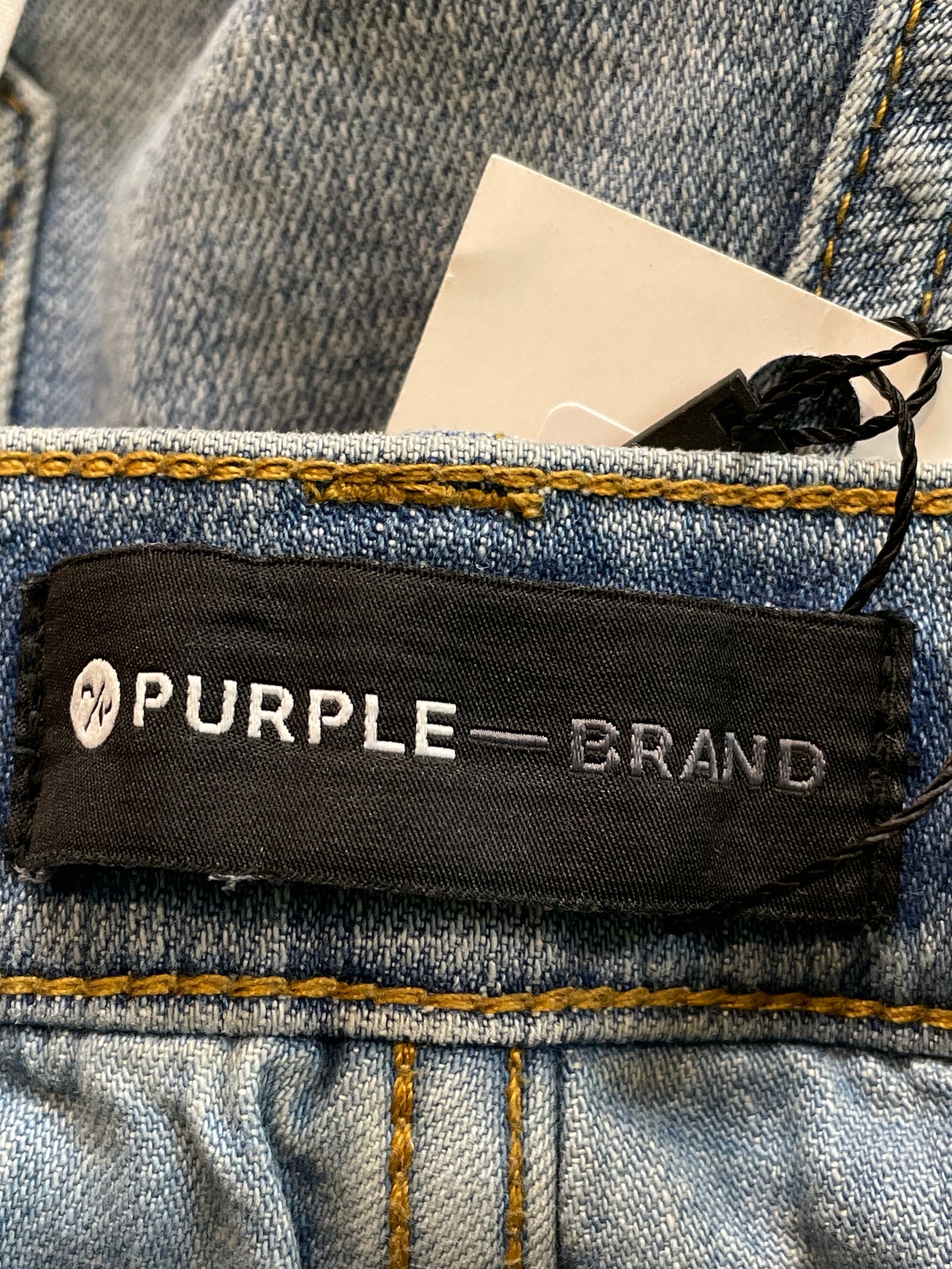 Purple Brand White Splatter Light Wash Blue Jeans