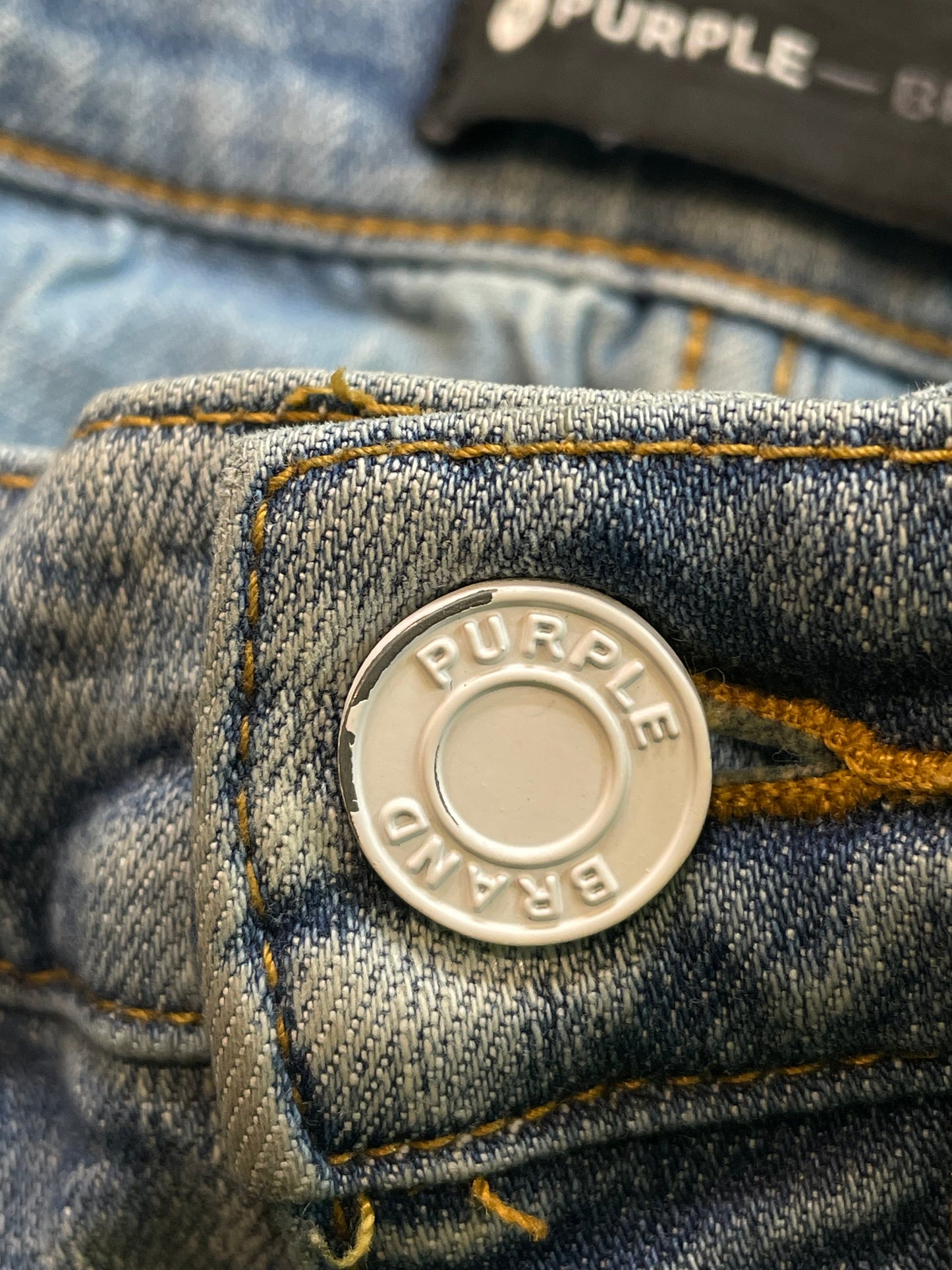 Purple Brand White Splatter Light Wash Blue Jeans