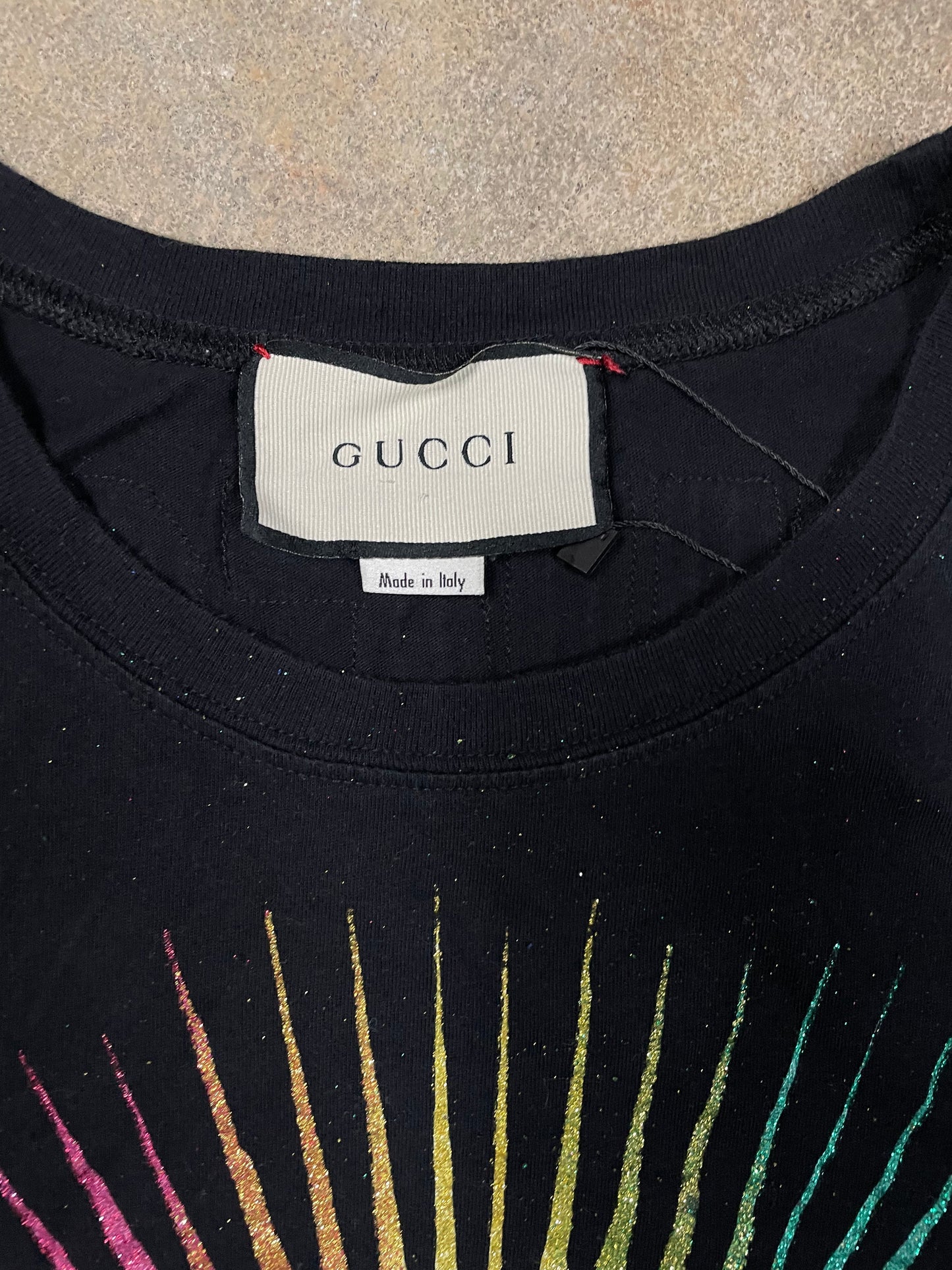 Gucci Dog Tee Black Rhinestone Used Small