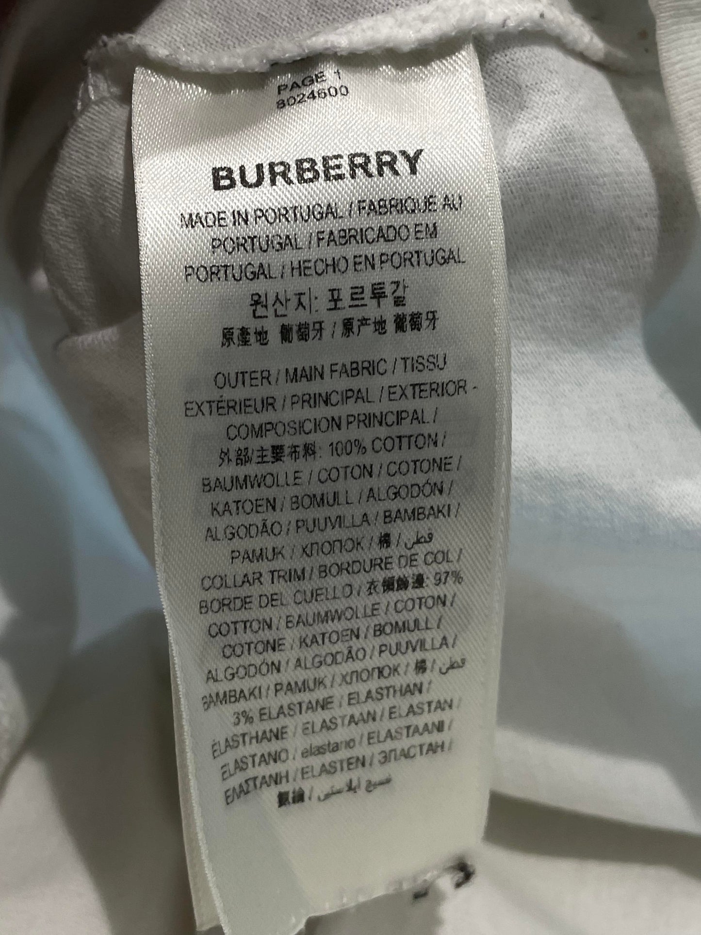 Burberry TB Logo LS White Black Sweater