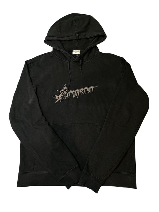 Saint Laurent Brown Chest Logo Black Hoodie