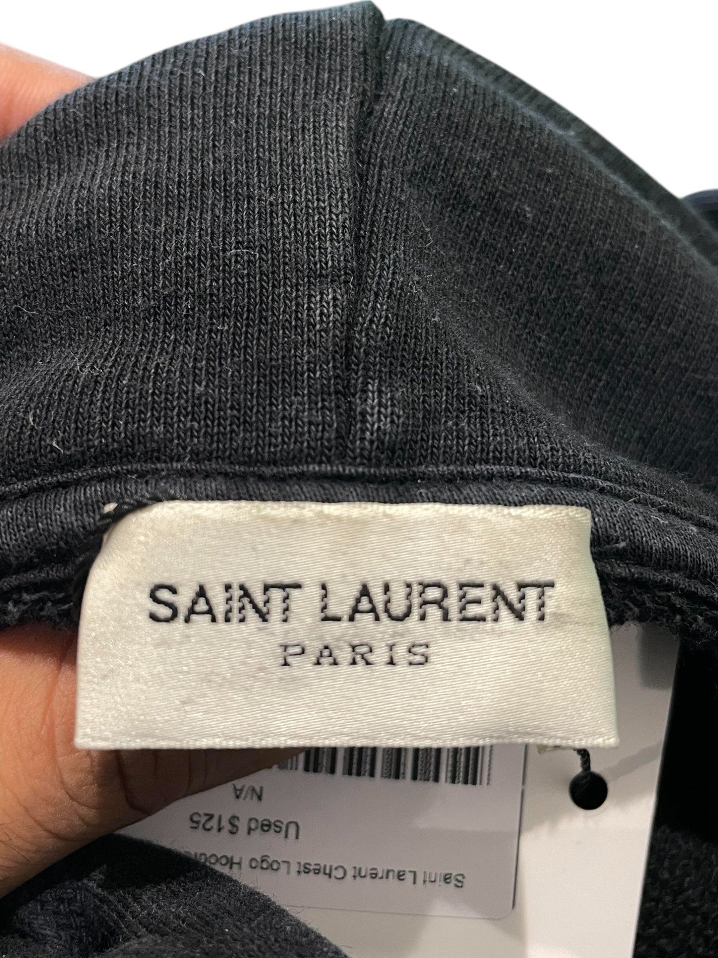 Saint Laurent Brown Chest Logo Black Hoodie