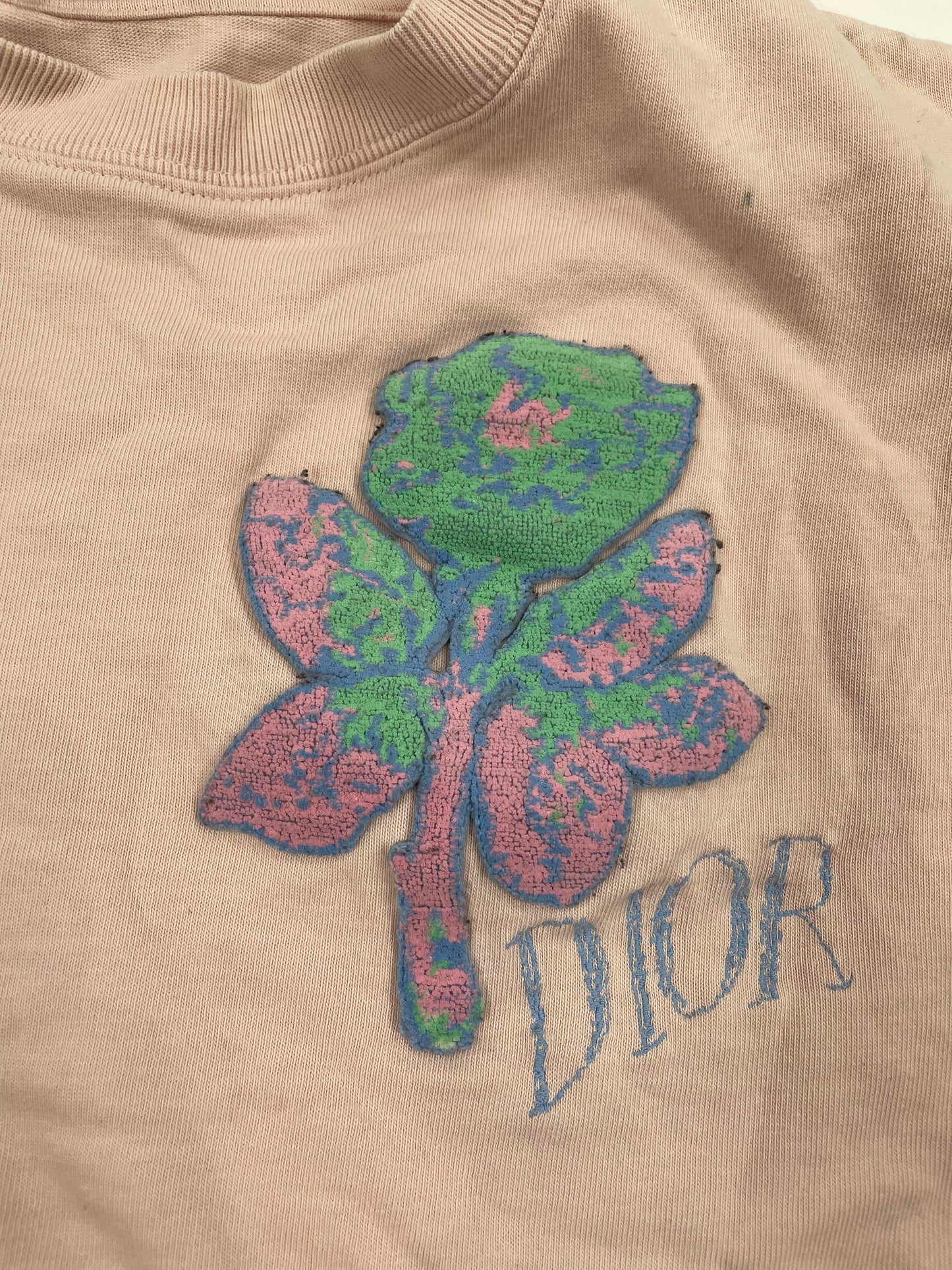 Dior Floral Patch Tee Dust Pink