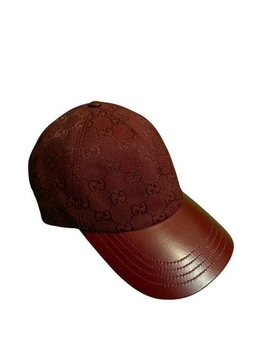 Gucci Leather Brim Maroon Mono Cap