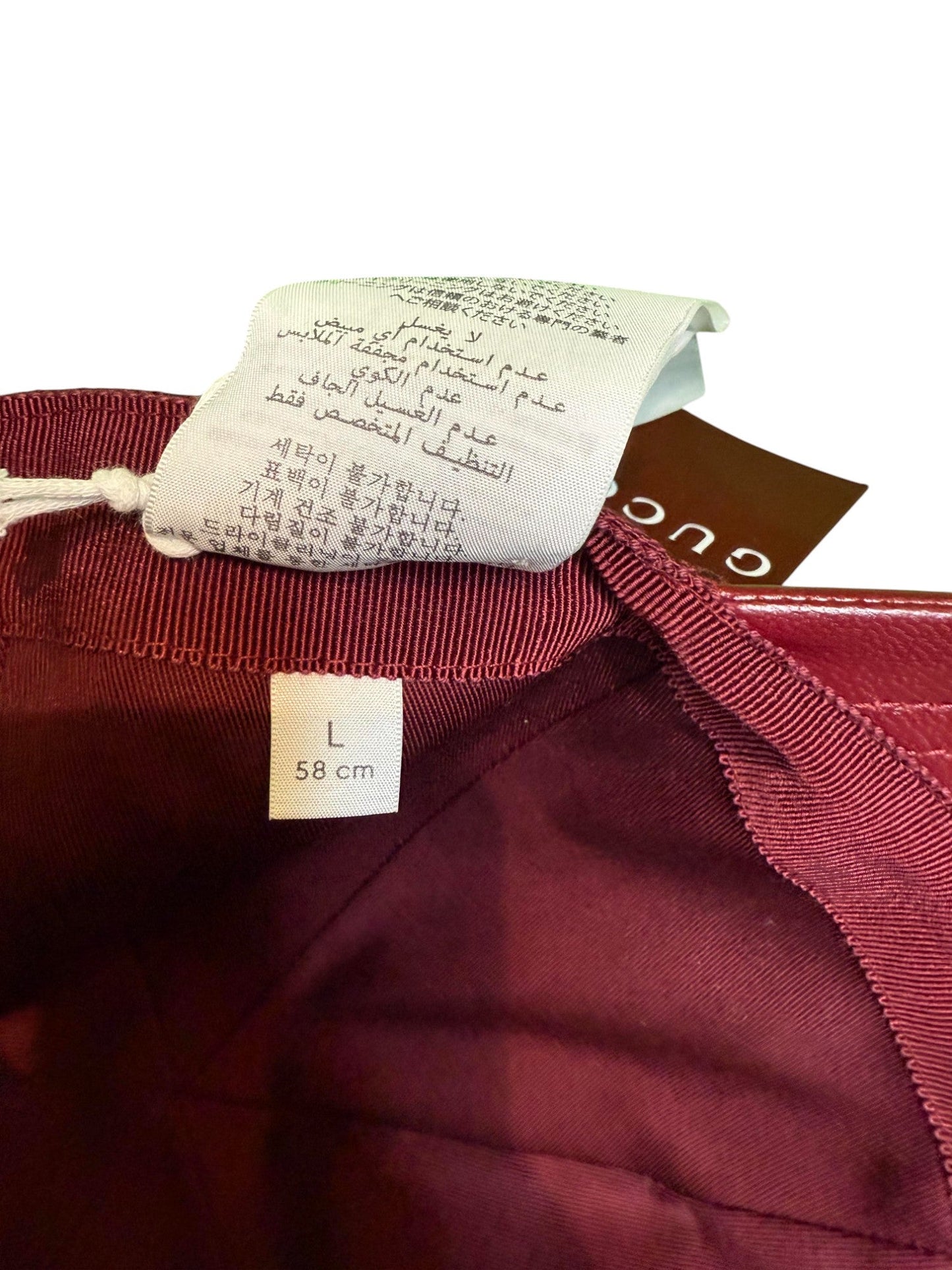 Gucci Leather Brim Maroon Mono Cap