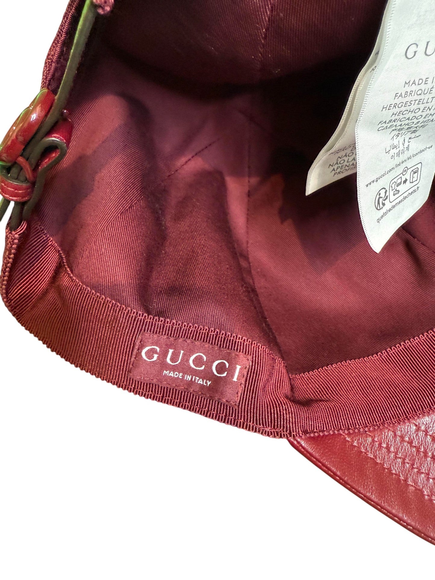 Gucci Leather Brim Maroon Mono Cap