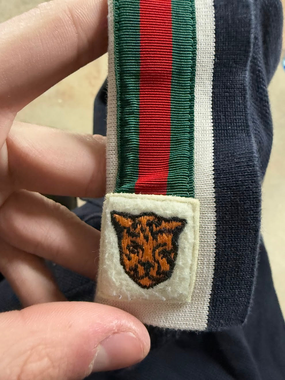 Gucci Polo Navy Tiger Collar Used XXL